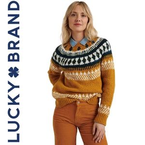 Lucky Brand Wool Blend Bold Fair Isle Sweater
